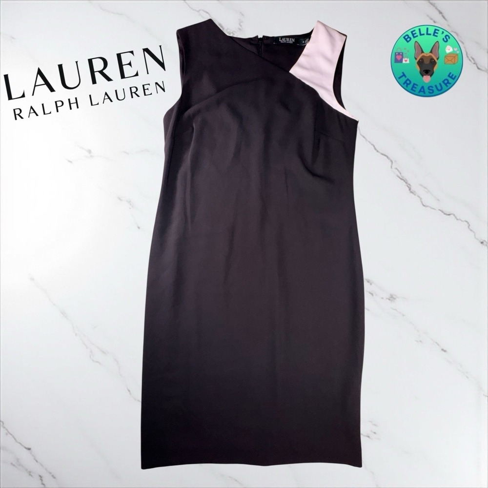 Ralph Lauren LRL Dress Womens 8 Sheath Black White Quiet Luxury Old Money Career